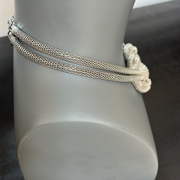 Statement necklace silver toned two strands adjustable - Picture 3 of 6